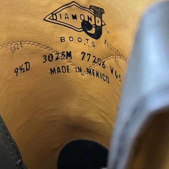 Diamond J Mens Leather Cowboy Boots Gray Size 9.5D Western Style Made In Mexico - Picture 2 of 14